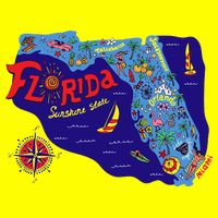 Cartoon Map of Florida T-Shirt