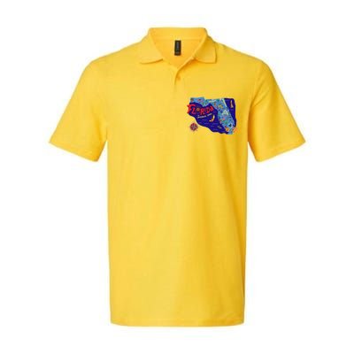 Cartoon Map of Florida Softstyle Adult Sport Polo