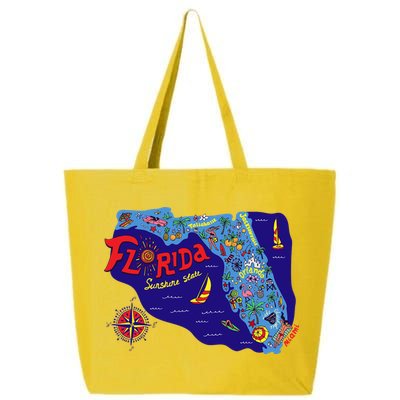 Cartoon Map of Florida 25L Jumbo Tote