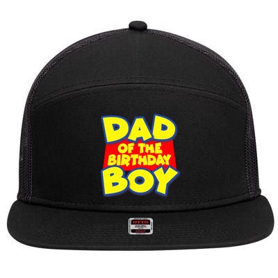 Cartoony Dad of the Birthday Boy 7 Panel Mesh Trucker Snapback Hat