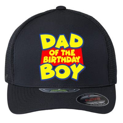 Cartoony Dad of the Birthday Boy Flexfit Unipanel Trucker Cap