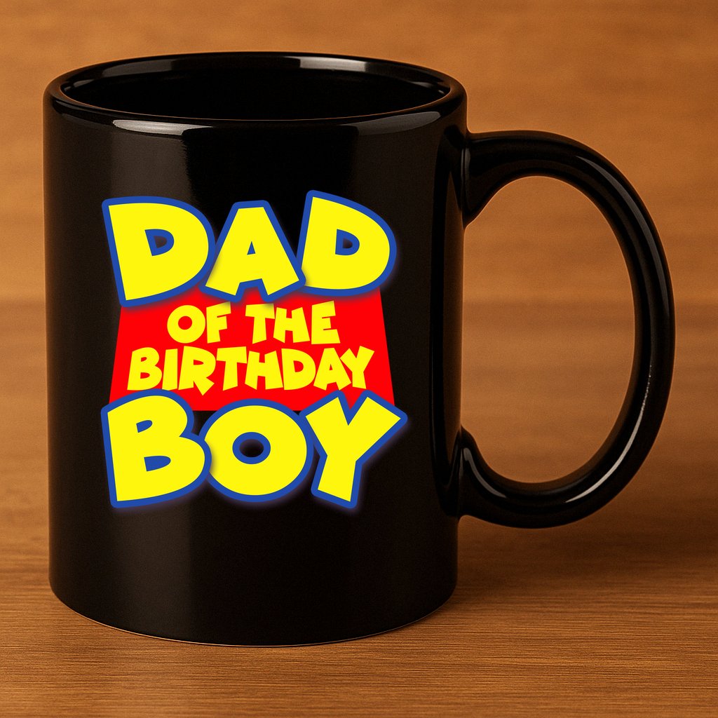 Cartoony Dad of the Birthday Boy 11oz C Handle Ceramic Mug