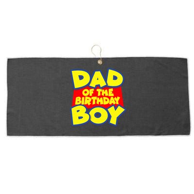 Cartoony Dad of the Birthday Boy Large Microfiber Waffle Golf Towel