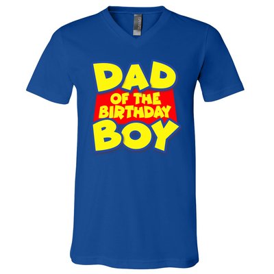 Cartoony Dad of the Birthday Boy V-Neck T-Shirt