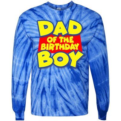 Cartoony Dad of the Birthday Boy Tie-Dye Long Sleeve Shirt