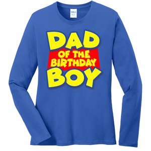 Cartoony Dad of the Birthday Boy Ladies Long Sleeve Shirt