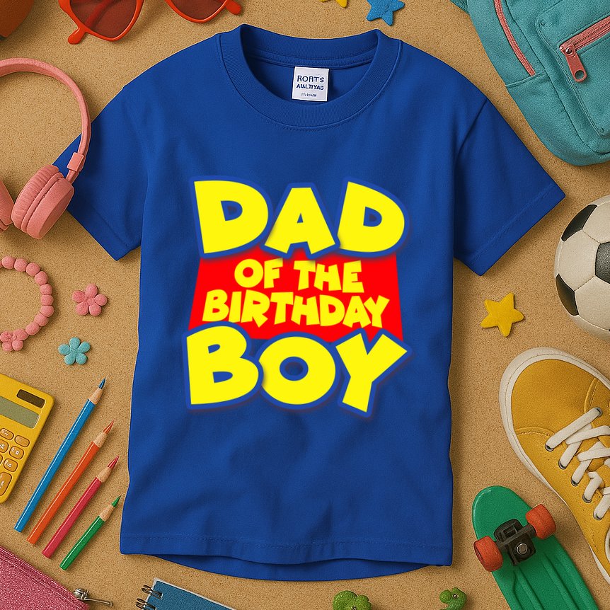 Cartoony Dad of the Birthday Boy Kids T-Shirt