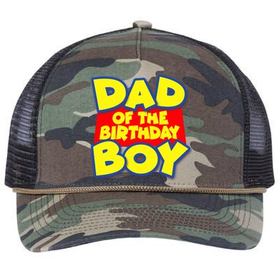 Cartoony Dad of the Birthday Boy Retro Rope Trucker Hat Cap