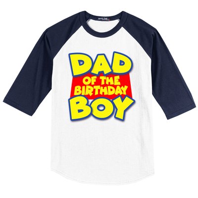 Cartoony Dad of the Birthday Boy Baseball Sleeve Shirt