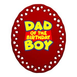 Cartoony Dad of the Birthday Boy Ceramic Oval Ornament