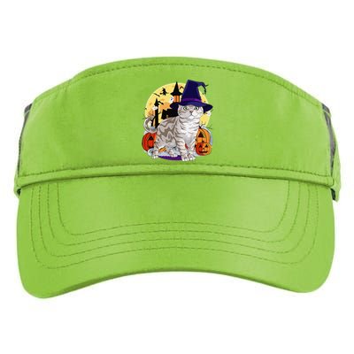 Cute American Shorthair Cat Halloween Witch Pumpkin Adult Drive Performance Visor