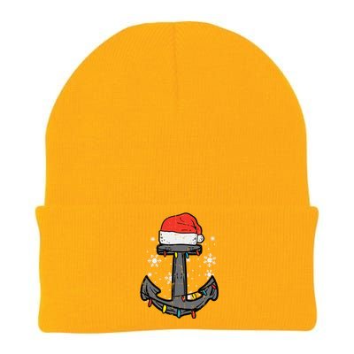 Christmas Anchor Santa Xmas Boat Sailing Captain Funny Dad Knit Cap Winter Beanie