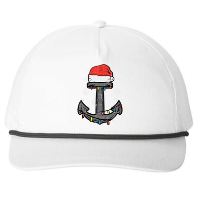 Christmas Anchor Santa Xmas Boat Sailing Captain Funny Dad Snapback Five-Panel Rope Hat