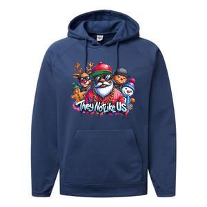 Christmas African Santa They Not Like Us Merry Christmas Day Performance Fleece Hoodie