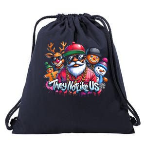 Christmas African Santa They Not Like Us Merry Christmas Day Drawstring Bag