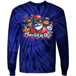 Christmas African Santa They Not Like Us Merry Christmas Day Tie-Dye Long Sleeve Shirt