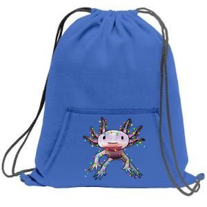 Christmas Axolotl Santa Hat Lights Japanese Cute Anime Xmas Sweatshirt Cinch Pack Bag