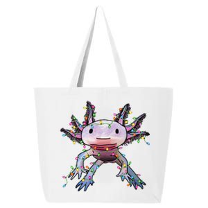 Christmas Axolotl Santa Hat Lights Japanese Cute Anime Xmas 25L Jumbo Tote