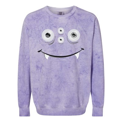 Cute And Spooky Halloween Monster Face Wth Orange Colorblast Crewneck Sweatshirt