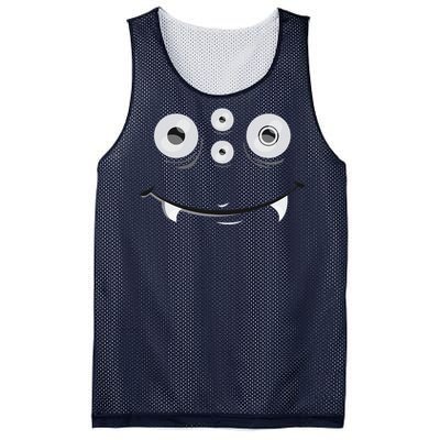 Cute And Spooky Halloween Monster Face Wth Orange Mesh Reversible Basketball Jersey Tank