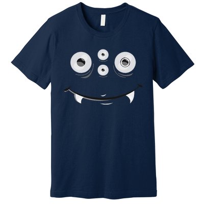 Cute And Spooky Halloween Monster Face Wth Orange Premium T-Shirt