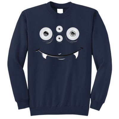 Cute And Spooky Halloween Monster Face Wth Orange Tall Sweatshirt