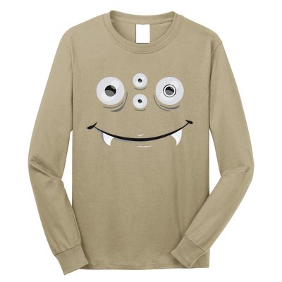 Cute And Spooky Halloween Monster Face Wth Orange Long Sleeve Shirt