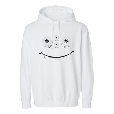 Cute And Spooky Halloween Monster Face Wth Orange Garment-Dyed Fleece Hoodie