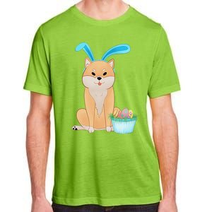 Cute Anime Shiba Inu With Bunny Ears And Easter Egg Basket Adult ChromaSoft Performance T-Shirt