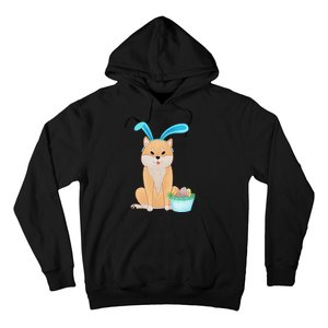 Cute Anime Shiba Inu With Bunny Ears And Easter Egg Basket Hoodie