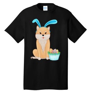 Cute Anime Shiba Inu With Bunny Ears And Easter Egg Basket Tall T-Shirt