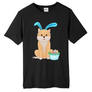 Cute Anime Shiba Inu With Bunny Ears And Easter Egg Basket Tall Fusion ChromaSoft Performance T-Shirt