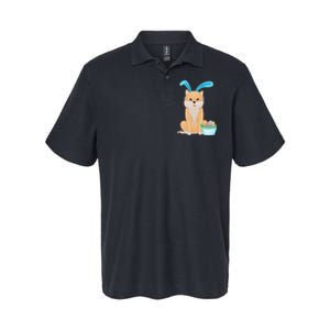 Cute Anime Shiba Inu With Bunny Ears And Easter Egg Basket Softstyle Adult Sport Polo