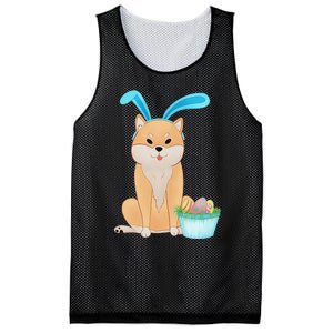 Cute Anime Shiba Inu With Bunny Ears And Easter Egg Basket Mesh Reversible Basketball Jersey Tank