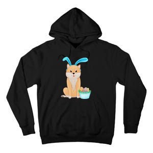 Cute Anime Shiba Inu With Bunny Ears And Easter Egg Basket Tall Hoodie