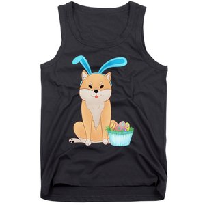 Cute Anime Shiba Inu With Bunny Ears And Easter Egg Basket Tank Top