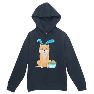 Cute Anime Shiba Inu With Bunny Ears And Easter Egg Basket Urban Pullover Hoodie