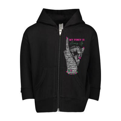 Cool AKA Sorority My Pinky Is Always Up Word Art Toddler Zip Fleece Hoodie