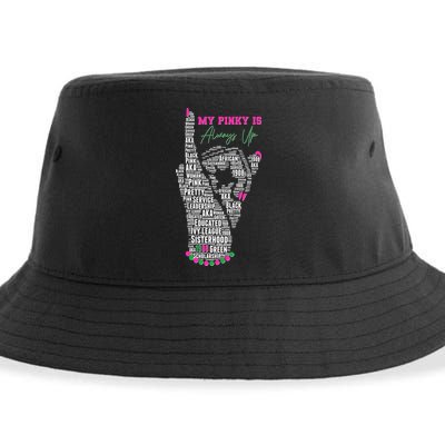 Cool AKA Sorority My Pinky Is Always Up Word Art Sustainable Bucket Hat