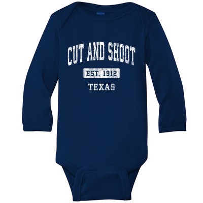 Cut And Shoot Texas Tx Vintage Sports Established Design Baby Long Sleeve Bodysuit