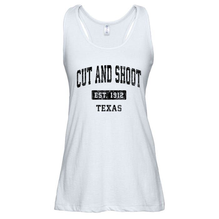 Cut And Shoot Texas Tx Vintage Sports Established Design Ladies Essential Flowy Tank