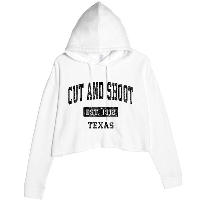 Cut And Shoot Texas Tx Vintage Sports Established Design Crop Fleece Hoodie