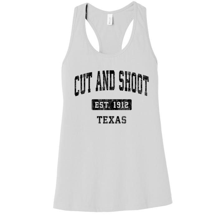 Cut And Shoot Texas Tx Vintage Sports Established Design Women's Racerback Tank