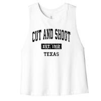 Cut And Shoot Texas Tx Vintage Sports Established Design Women's Racerback Cropped Tank