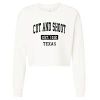 Cut And Shoot Texas Tx Vintage Sports Established Design Cropped Pullover Crew