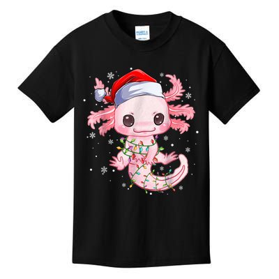 Christmas Axolotl Santa Hat Lights Japanese Cute Anime Xmas Kids T-Shirt