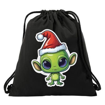 Cute Alien Santa Claus Drawstring Bag