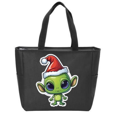 Cute Alien Santa Claus Zip Tote Bag