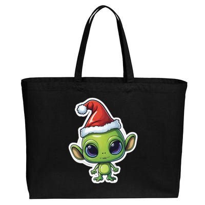 Cute Alien Santa Claus Cotton Canvas Jumbo Tote