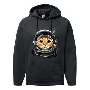 Cat Astronaut Space Exploration Astronomy Lover Performance Fleece Hoodie